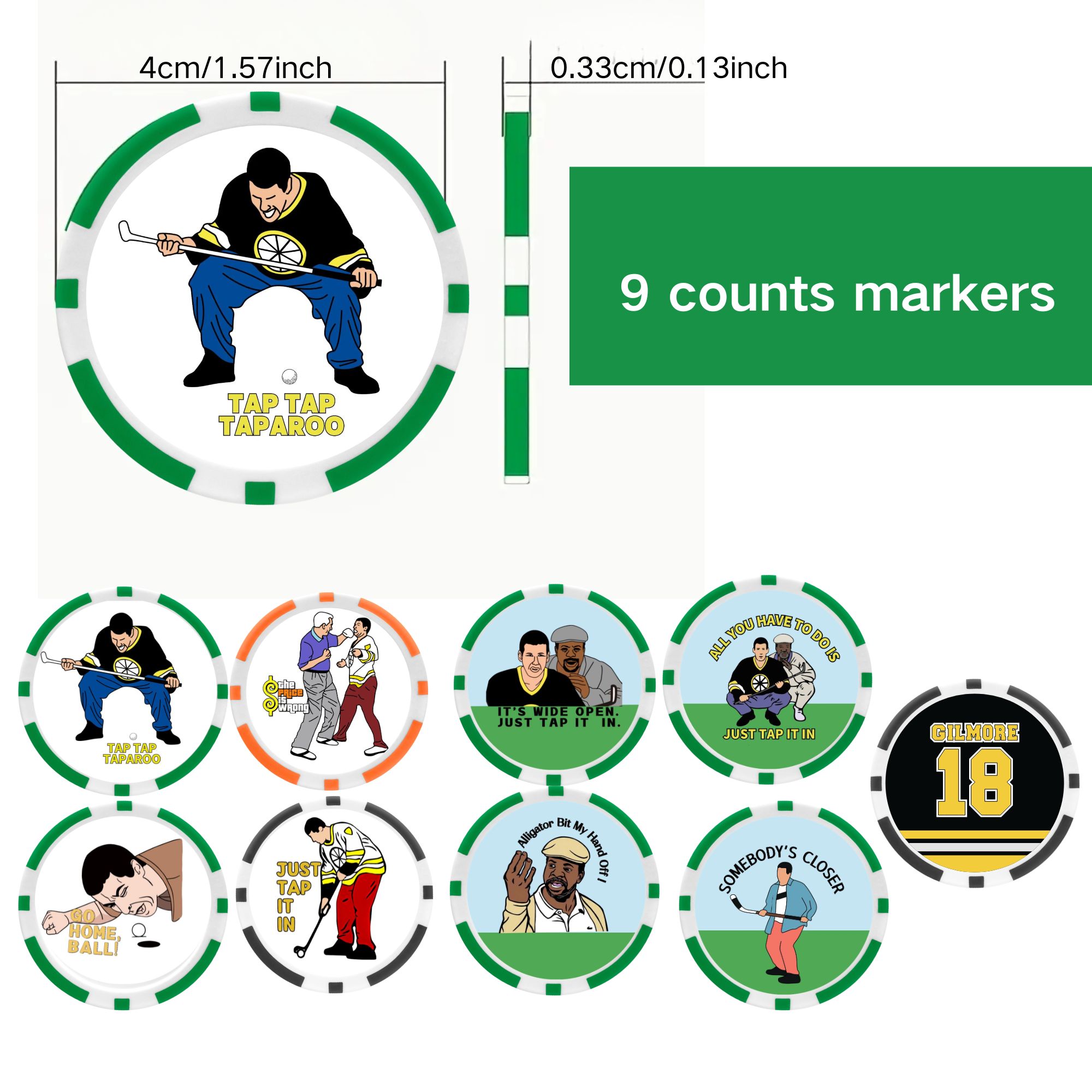 9 counts EA ABS Golf Poker Bal - Ball Marker Set recension och pris