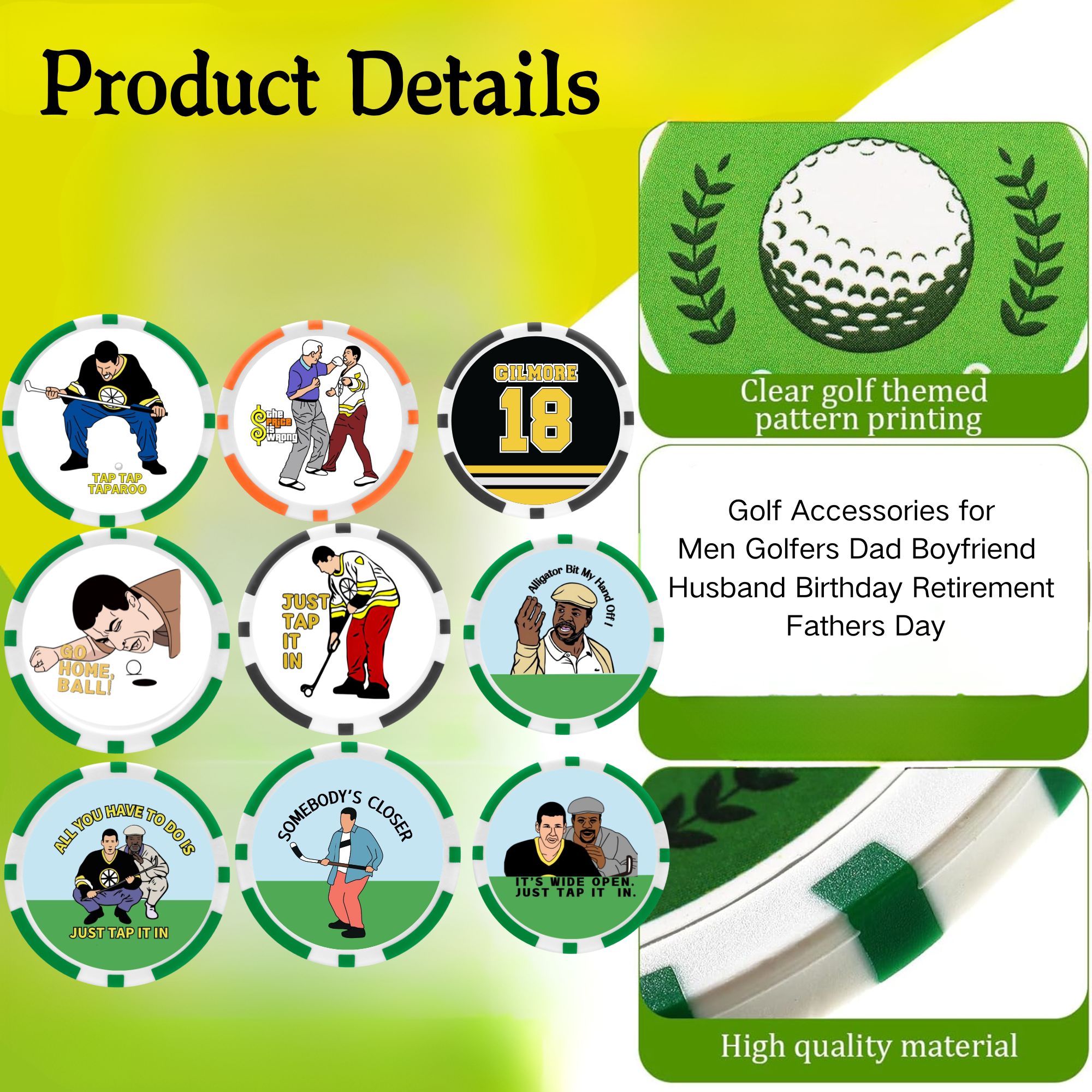9 counts EA ABS Golf Poker Bal - Ball Marker Set recension och pris